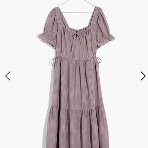 Madewell Square-Neck Tiered Midi Dress in Textured Seersucker